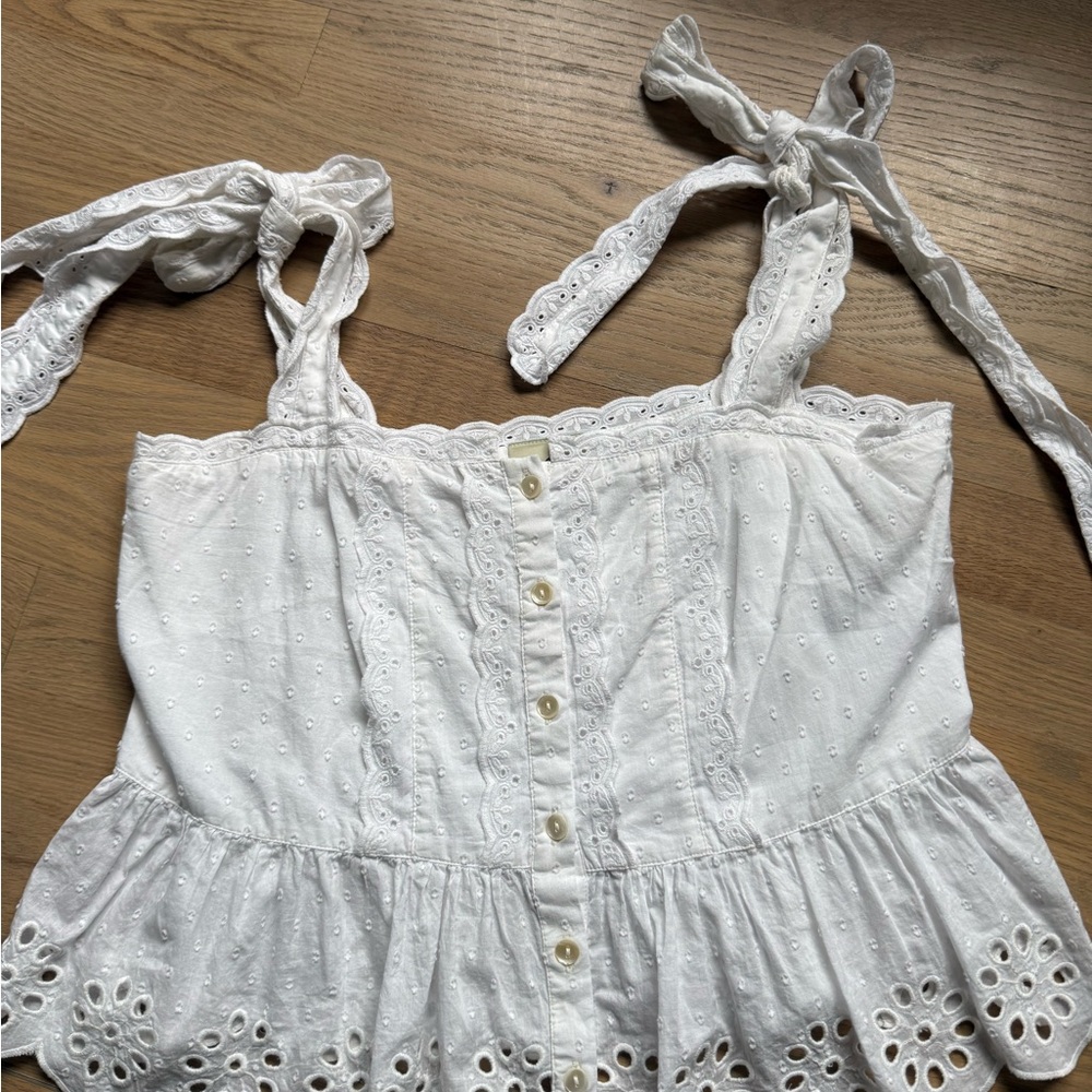 Farm Rio Laces Eyelet Tie-Shoulder Blouse - Picture 4 of 5